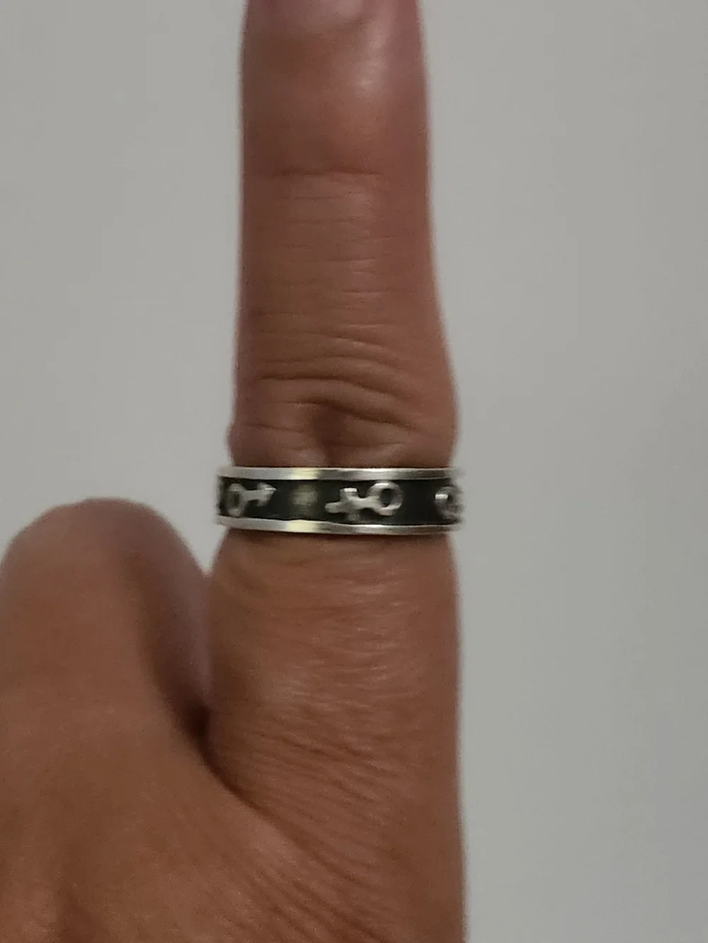 925 Sterling Silver Vintage Mexico Gender Symbols Band Ring Size 6. 25